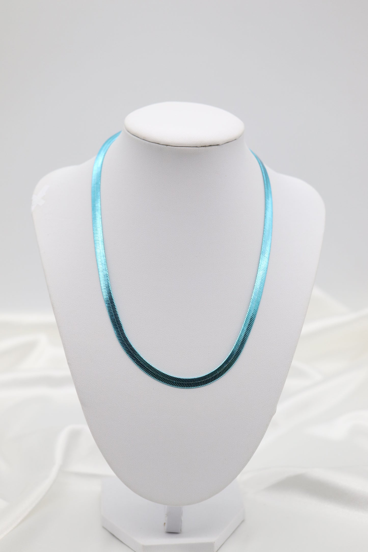 Aqua Blue Herringbone Necklace