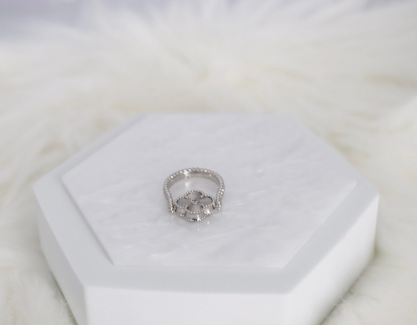 Black Clover Silver Reversible Ring - Size 6