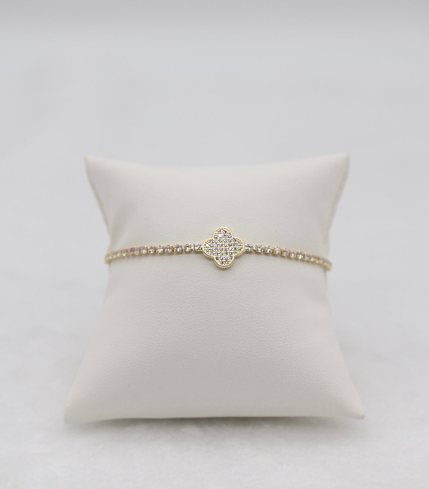 Gold Pave Clover Adjustable Bracelet