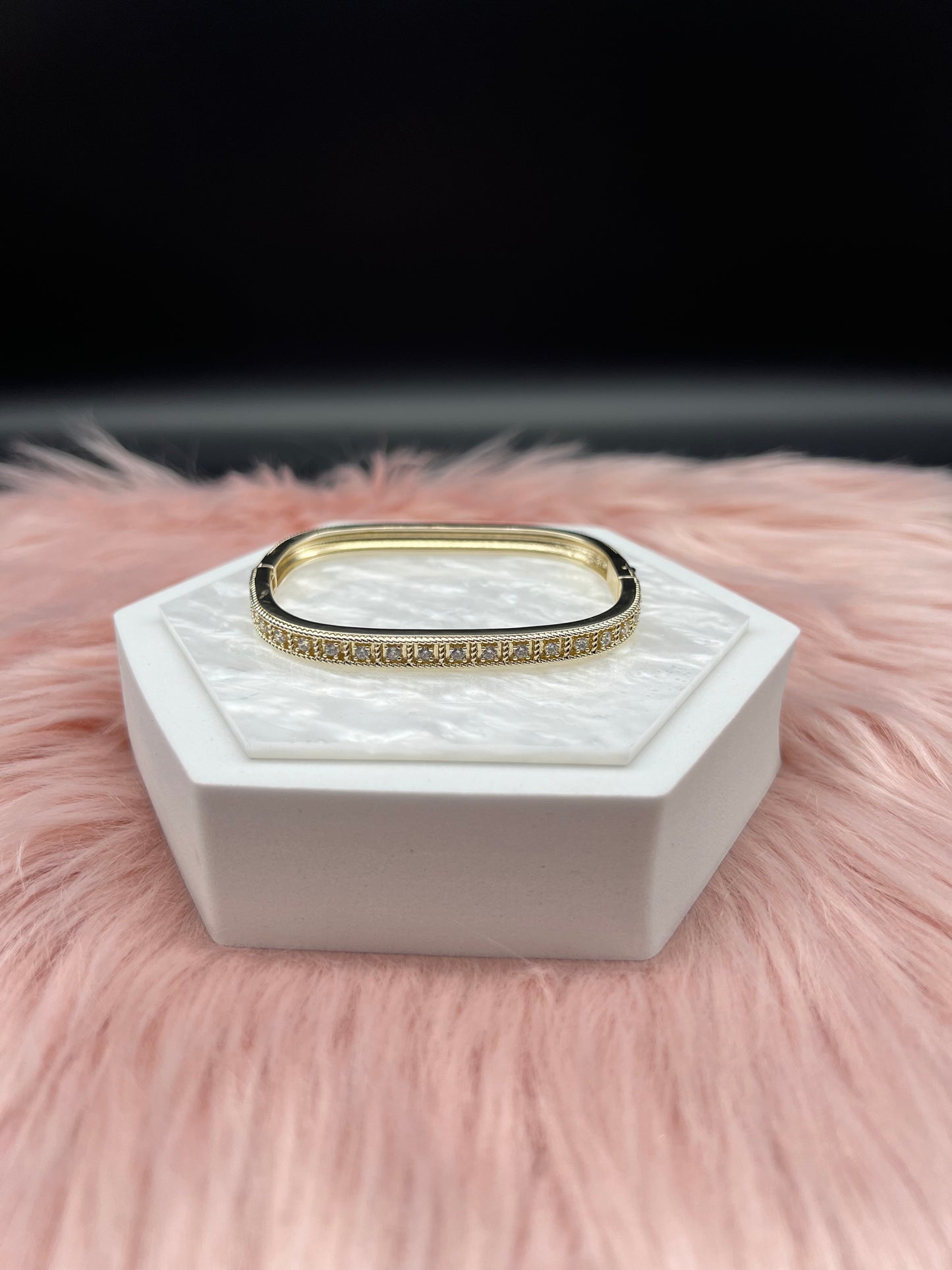 CZ Diamond Square Bangle Bracelet