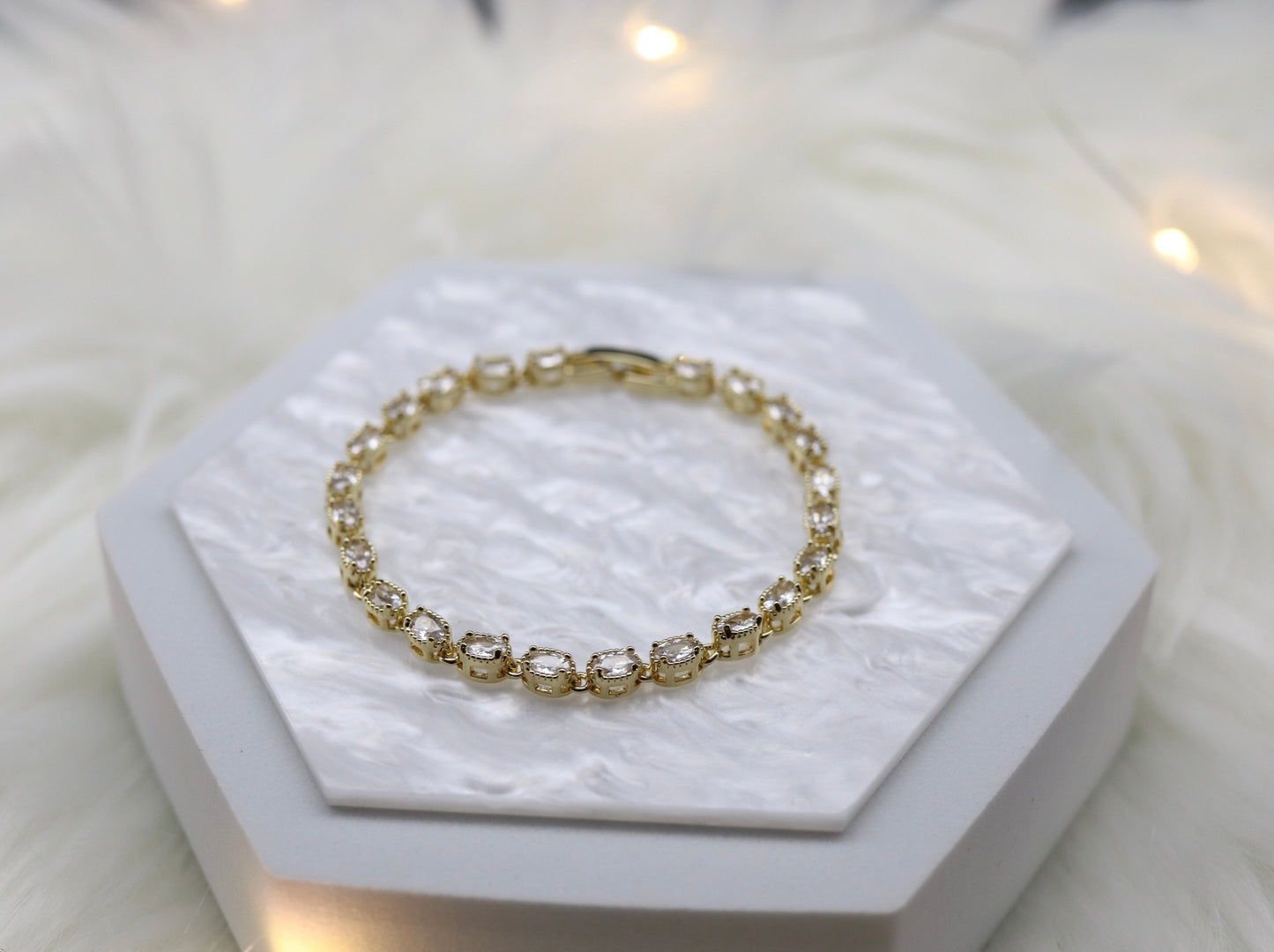 Oval Crystal Clear Gemstone Tennis Bracelet