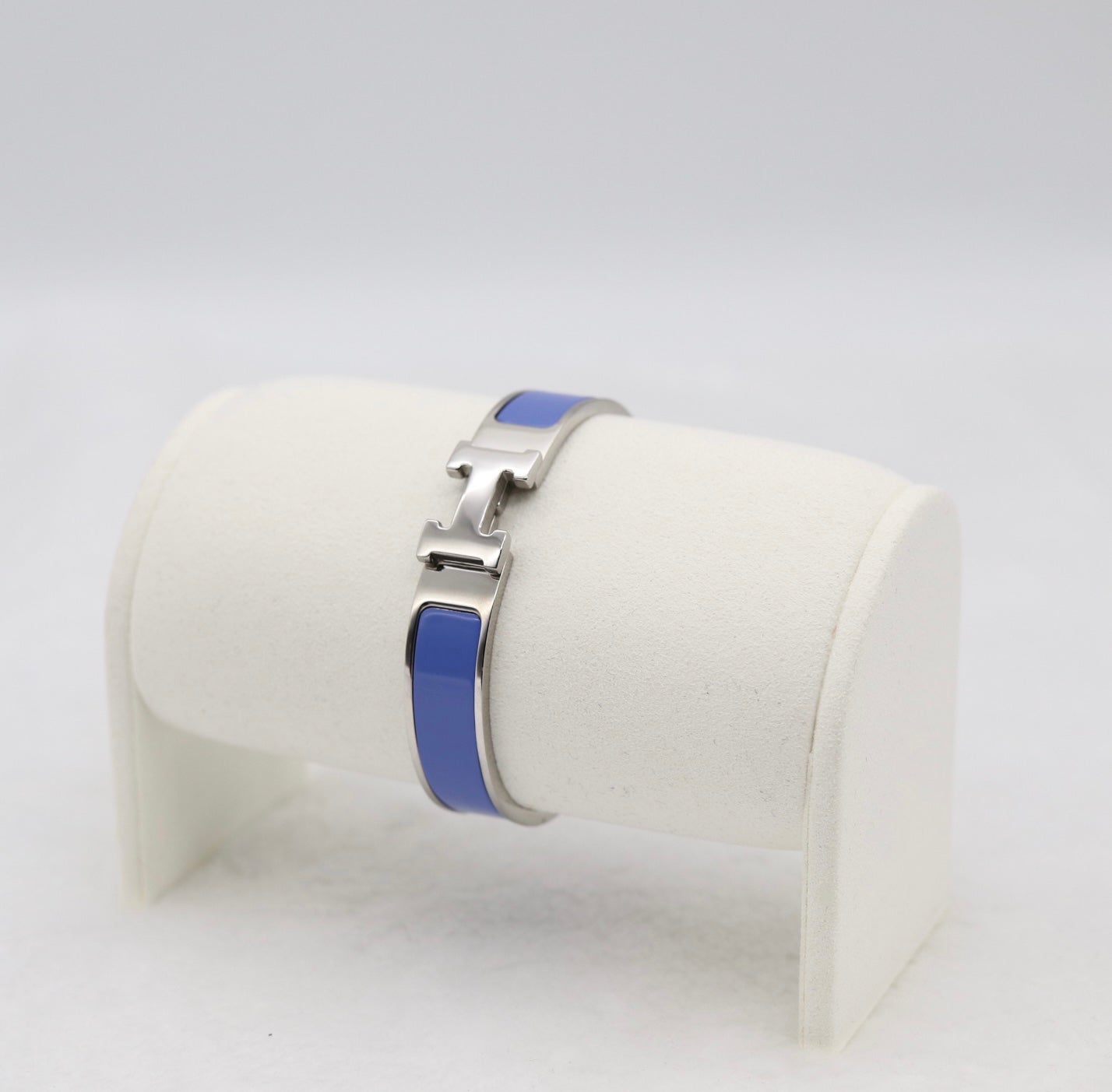 Medium Elegant Silver & Navy Blue Enamel Bracelet