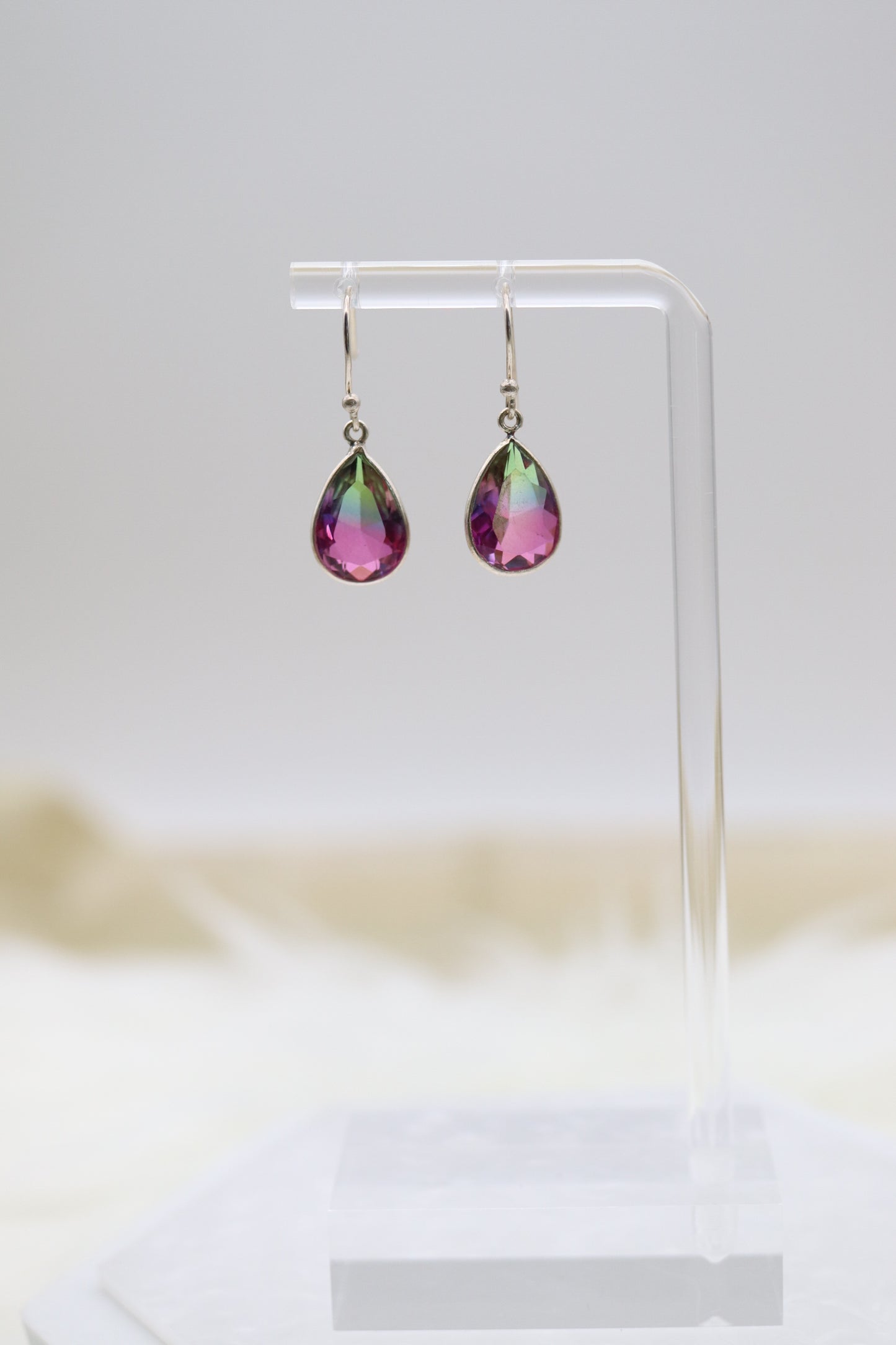 Multi-Colored Teardrop Sterling Silver Dangling Earrings
