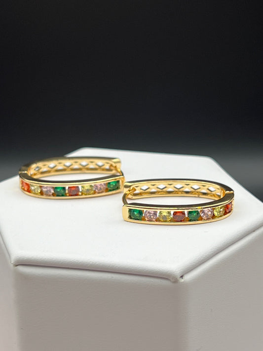 Rainbow Sapphire Huggie Earrings