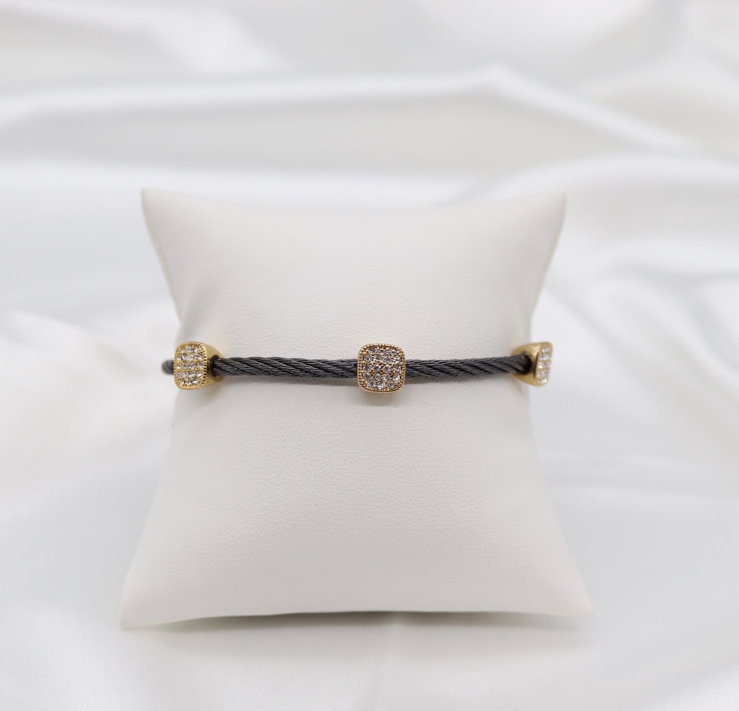 Cable Bracelet With Square CZ Stations