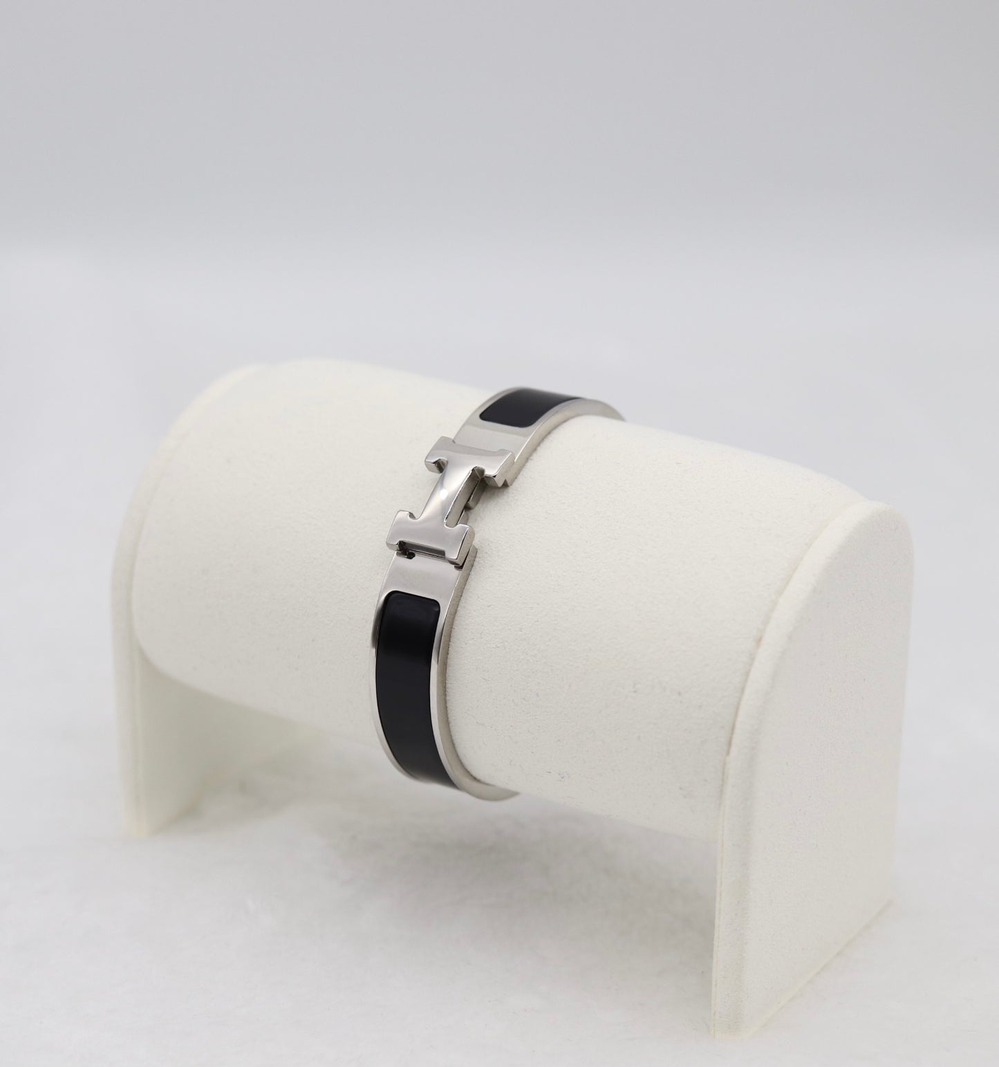 Medium Classic Silver & Black Enamel Bracelet