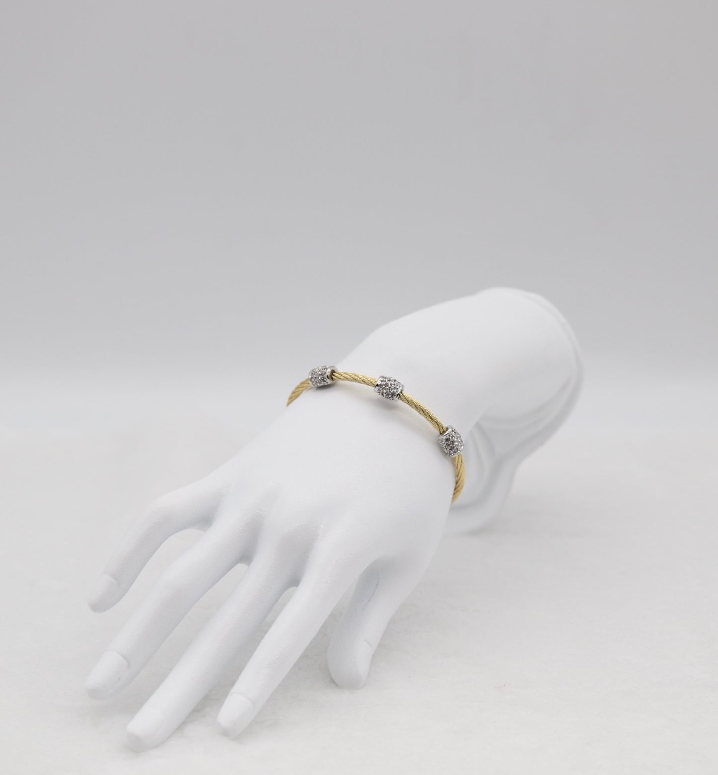 Gold Cable Bracelet with Crystal Barrel Accents