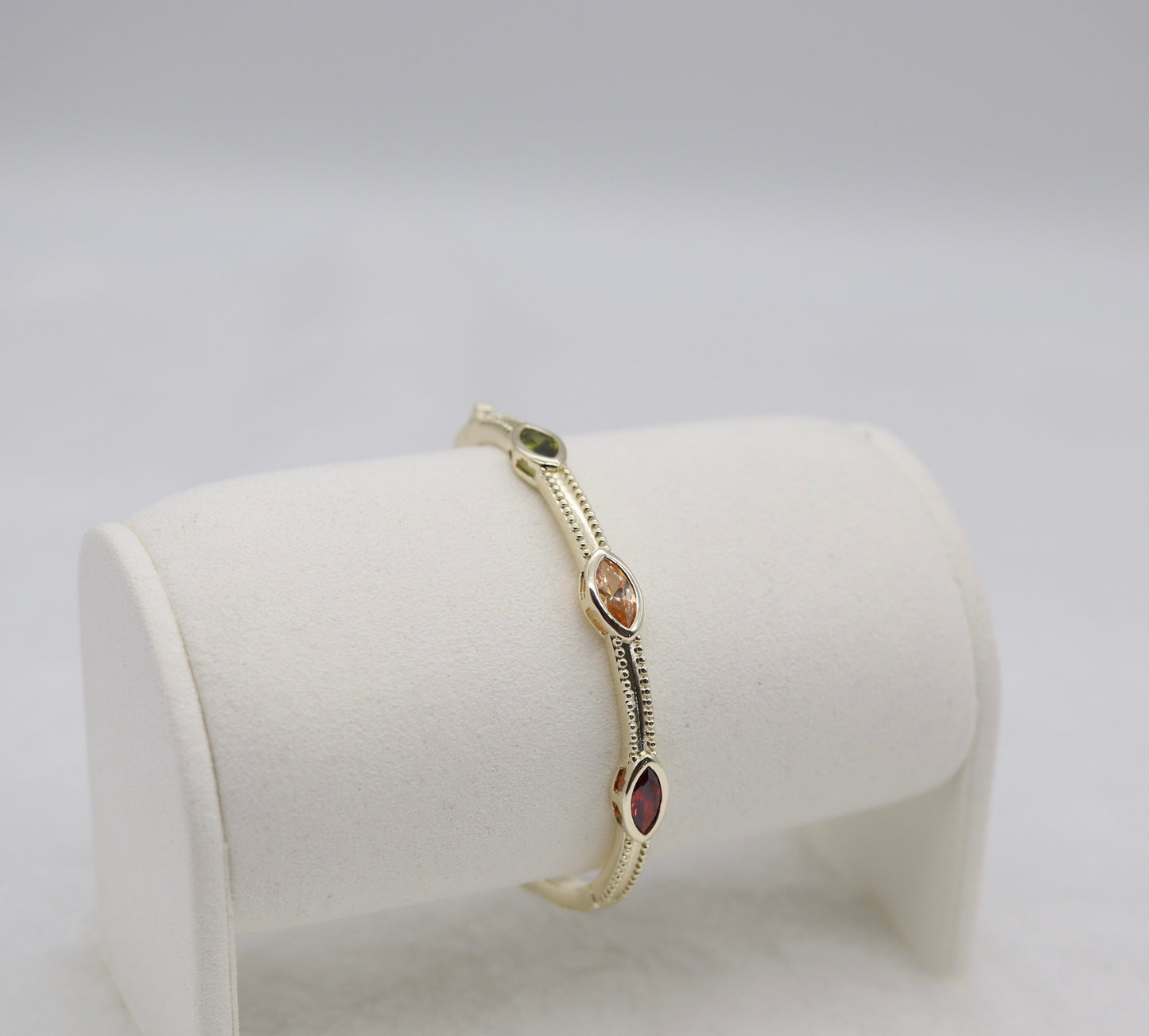 Gold Multicolor Marquise Stone Bangle Bracelet – Playful Elegant Jewelry for Women