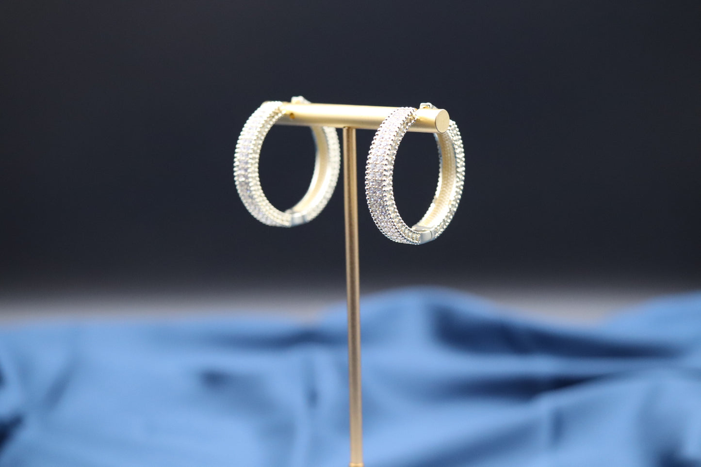 CZ Paved Gold Hoop Earrings
