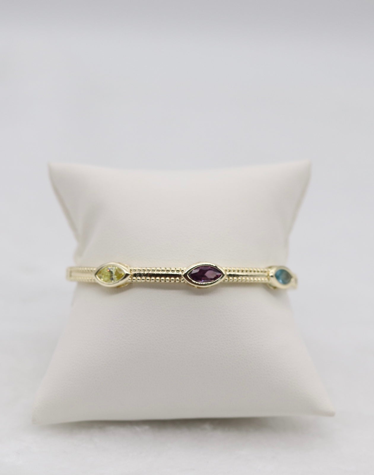 Gold Multicolor Marquise Stone Bangle Bracelet – Playful Elegant Jewelry for Women