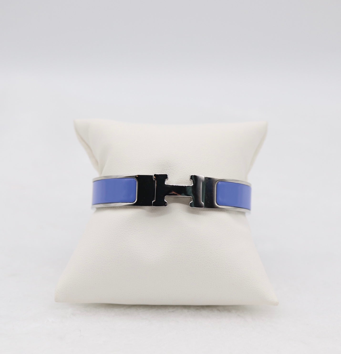 Medium Elegant Silver & Navy Blue Enamel Bracelet