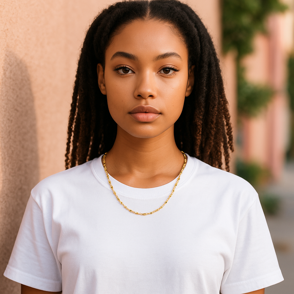 Delicate Gold Beaded Chain Necklace