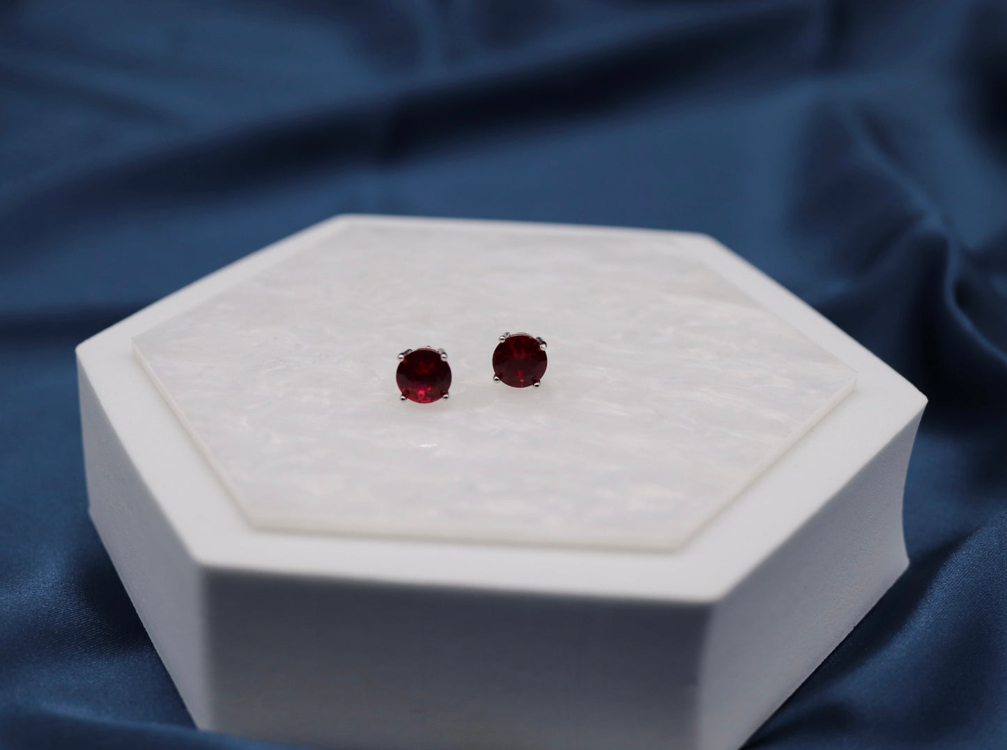 Ruby Red Gemstone Stud Earrings