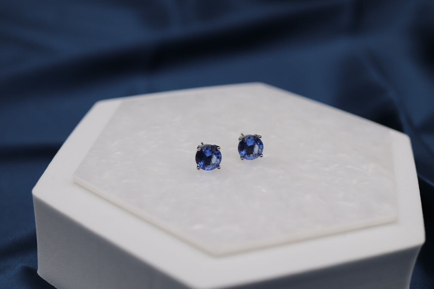 Light Blue Gemstone Stud Earrings