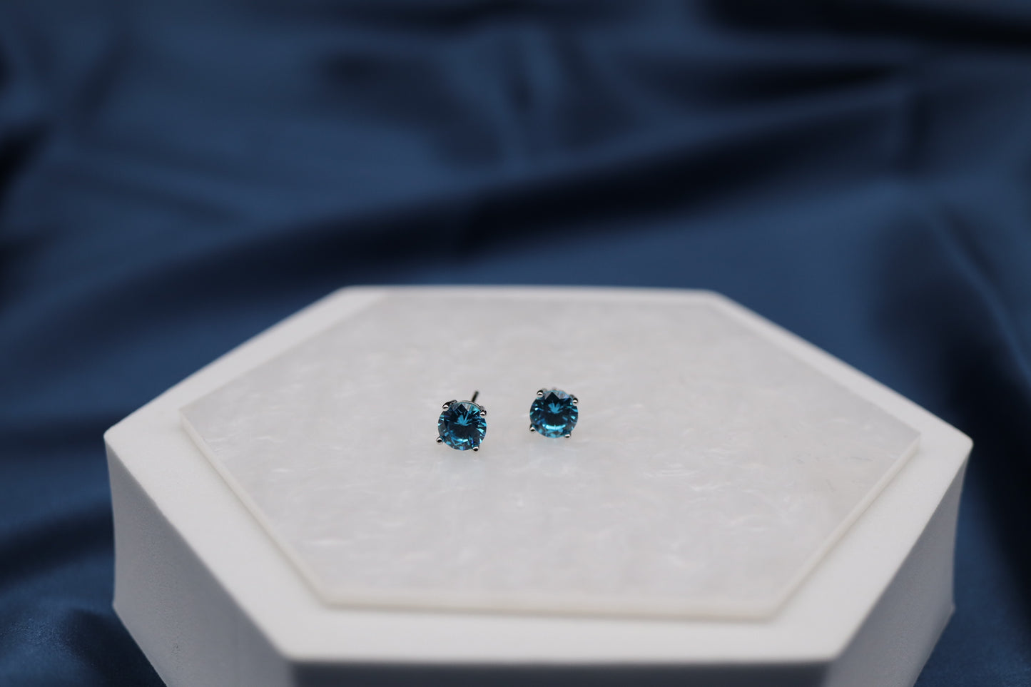 Sky Blue Gemstone Stud Earrings