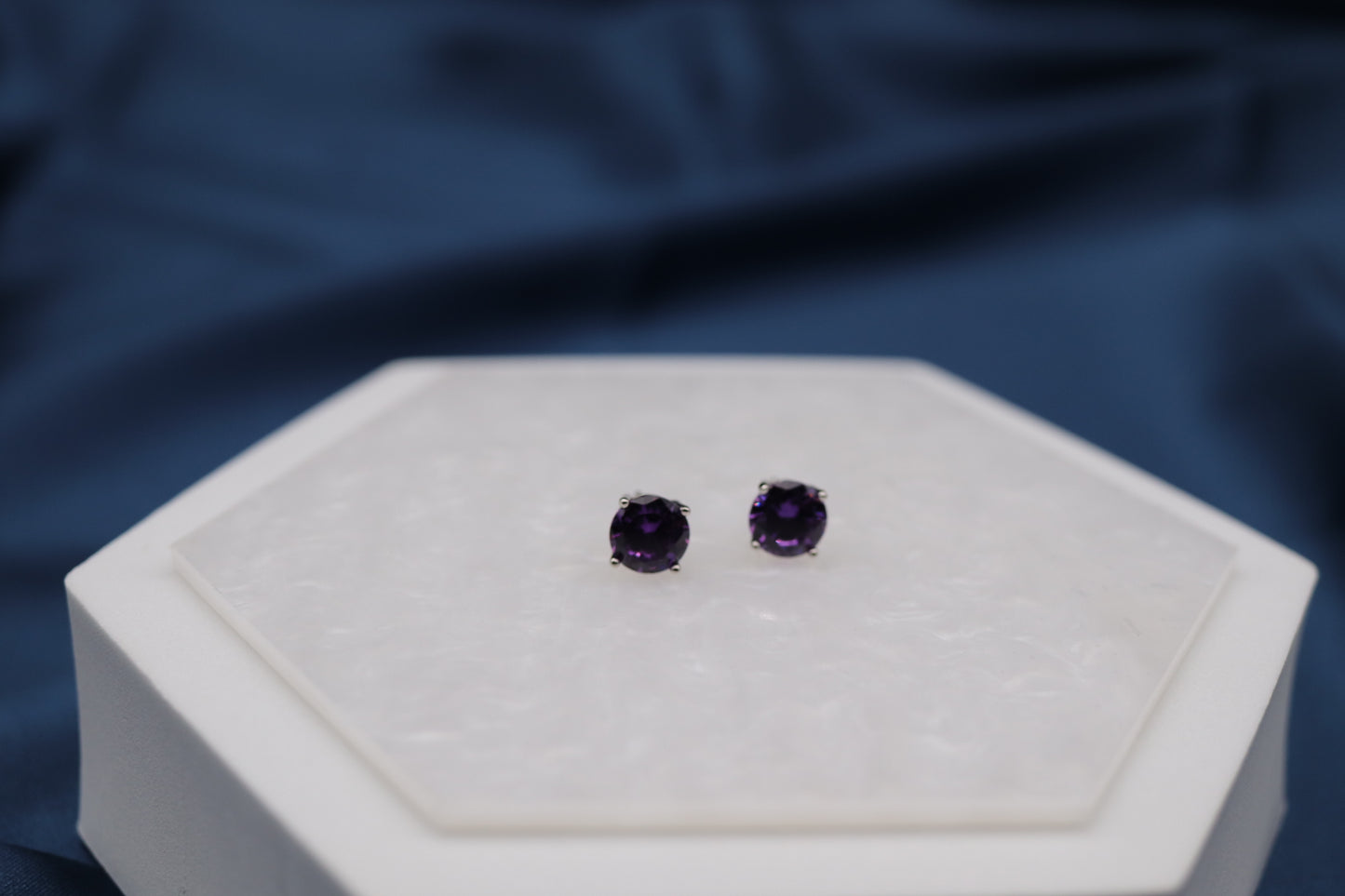 Violet Gemstone Stud Earrings