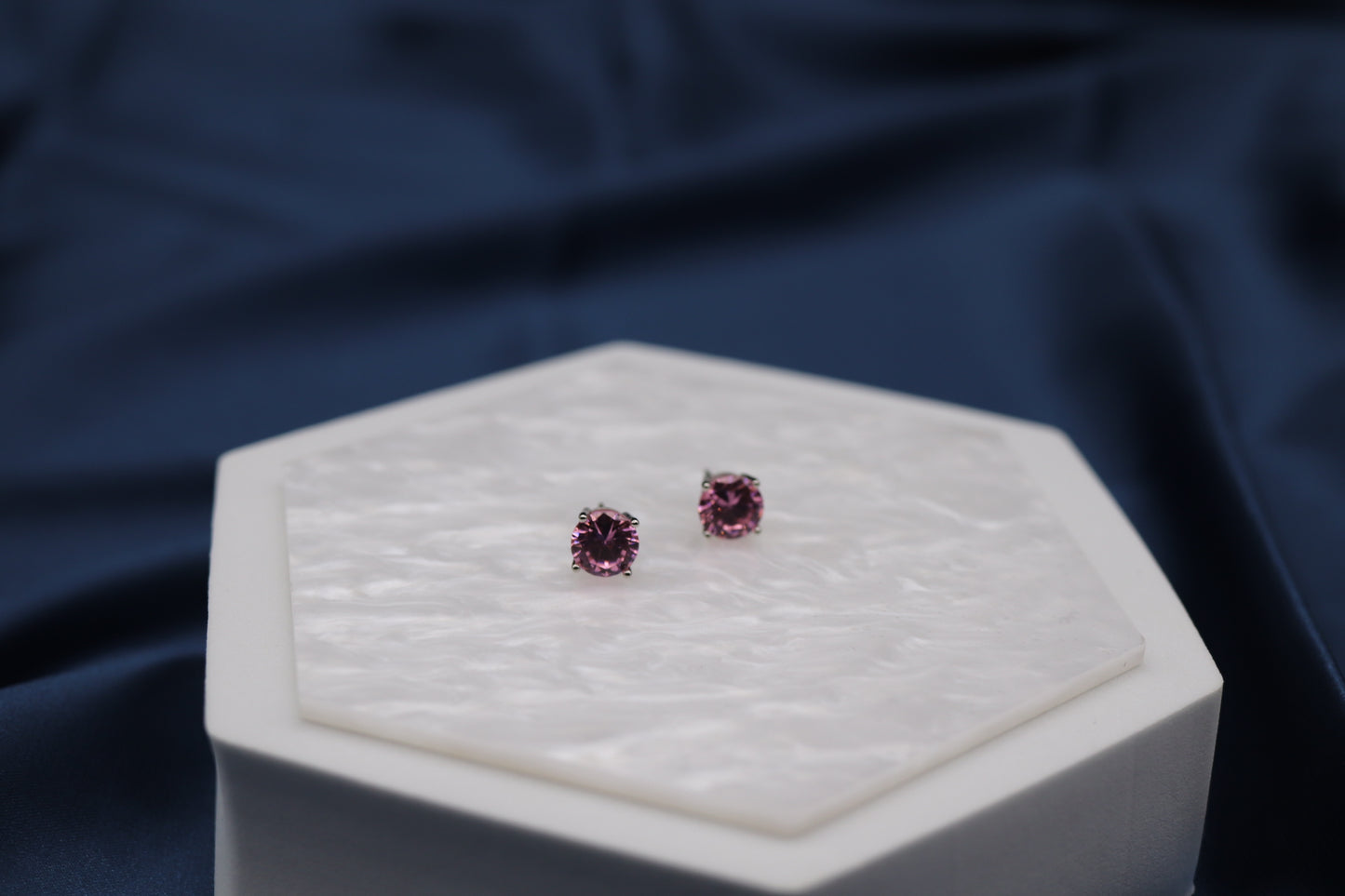 Pink Gemstone Stud Earrings