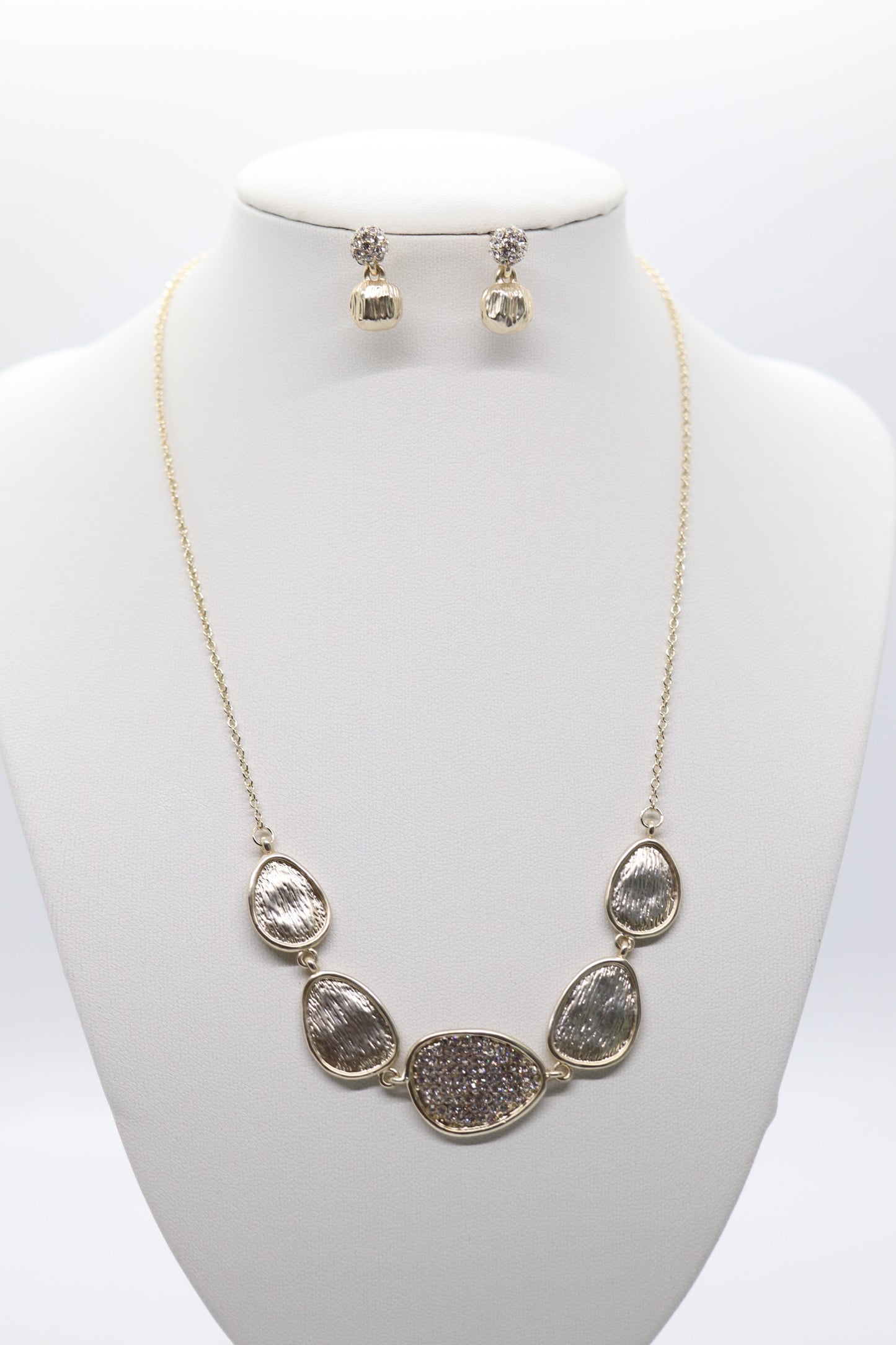 Gold Stations Necklace and Earrings