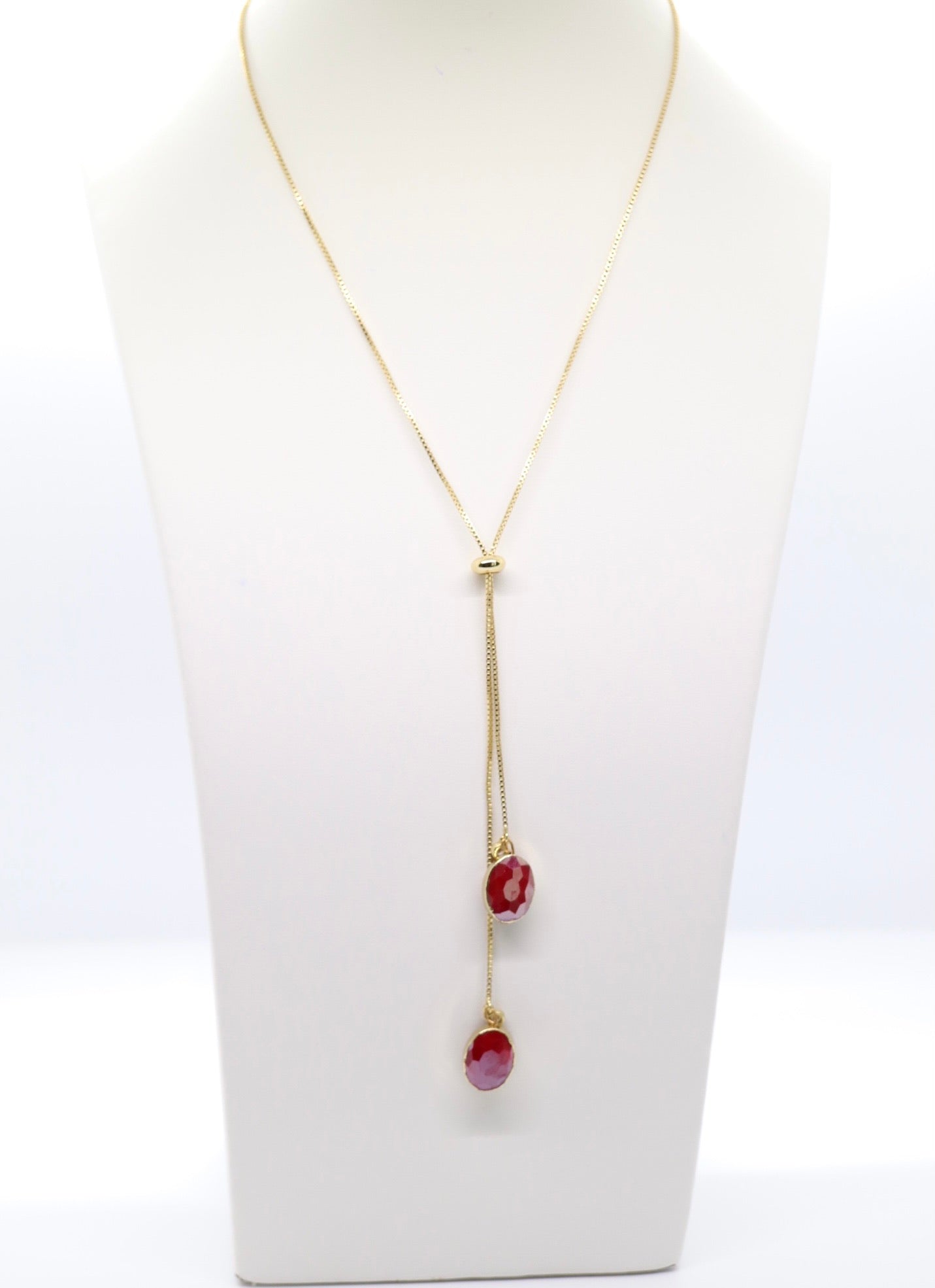 Gold and Red Dangling Necklace