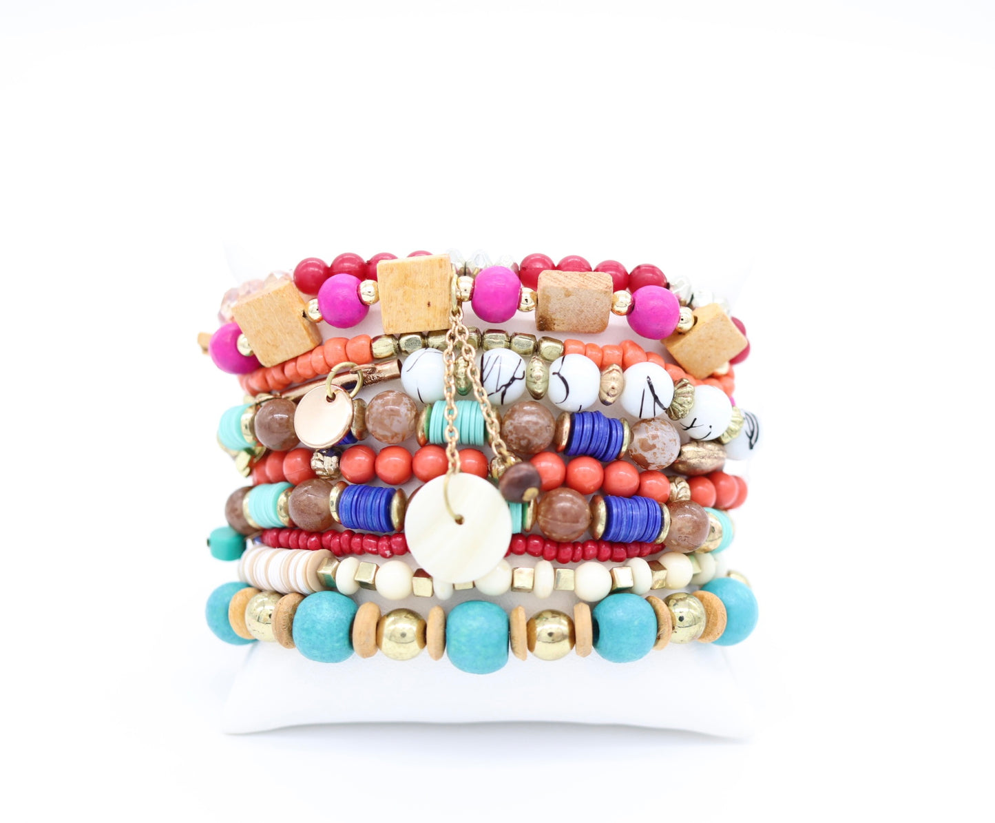 Gold Blue 10 Piece Boho Bracelet Set