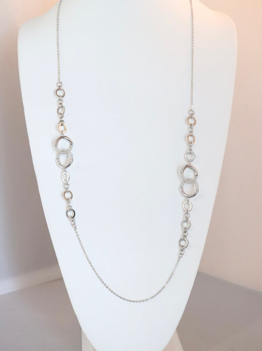 Long Silver Double Circle Necklace