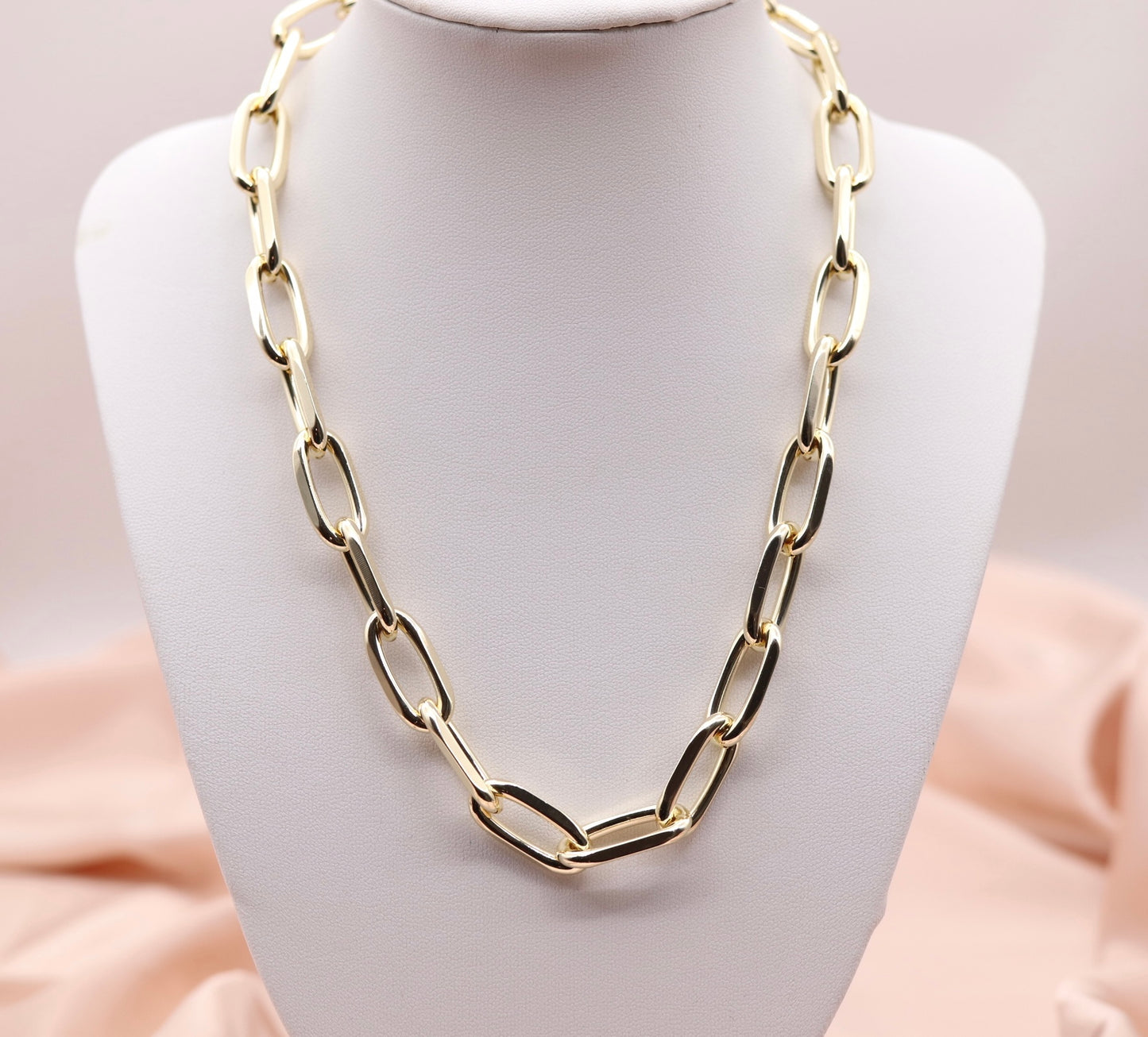 Gold Plated Large Paperclip Necklace