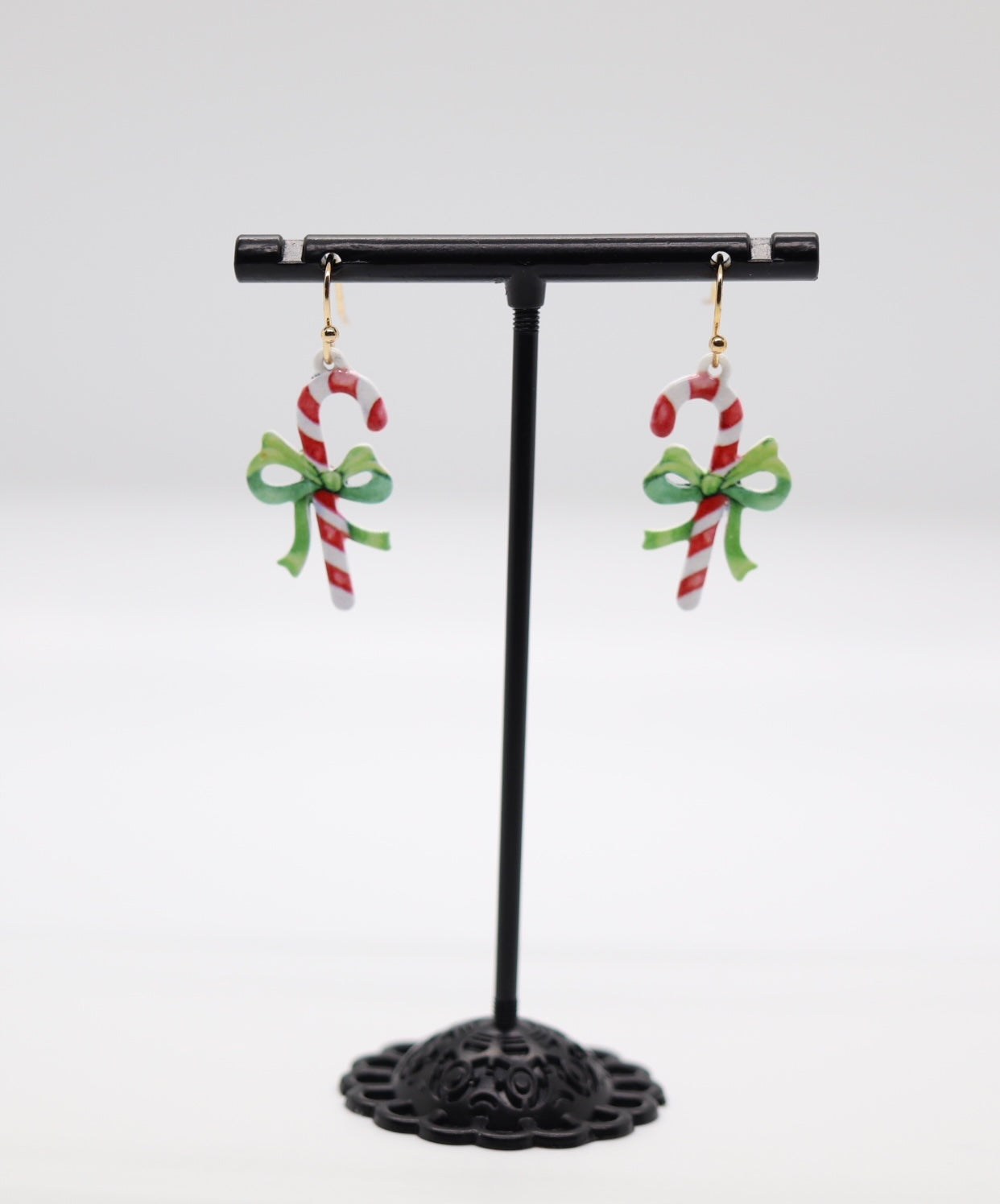 Gold Acrylic Candy Cane Earring