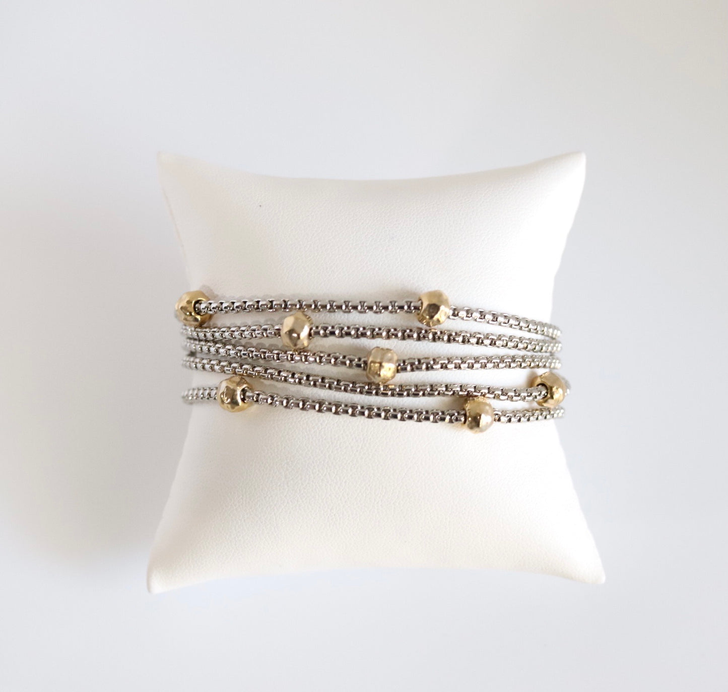 Multiple Silver with Gold Beads Rope Bracelet