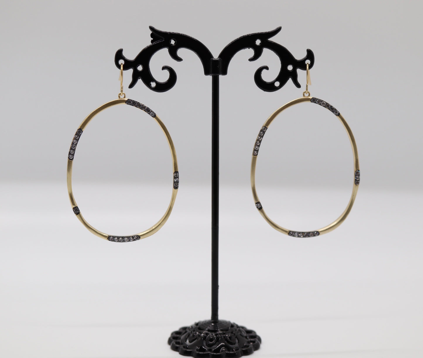Opal Gold and Black Earrings