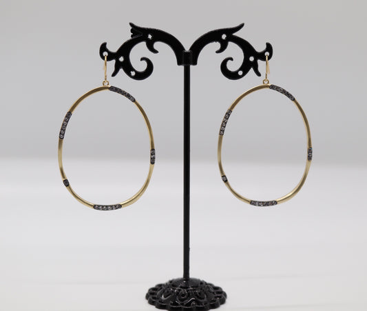 Opal Gold and Black Earrings