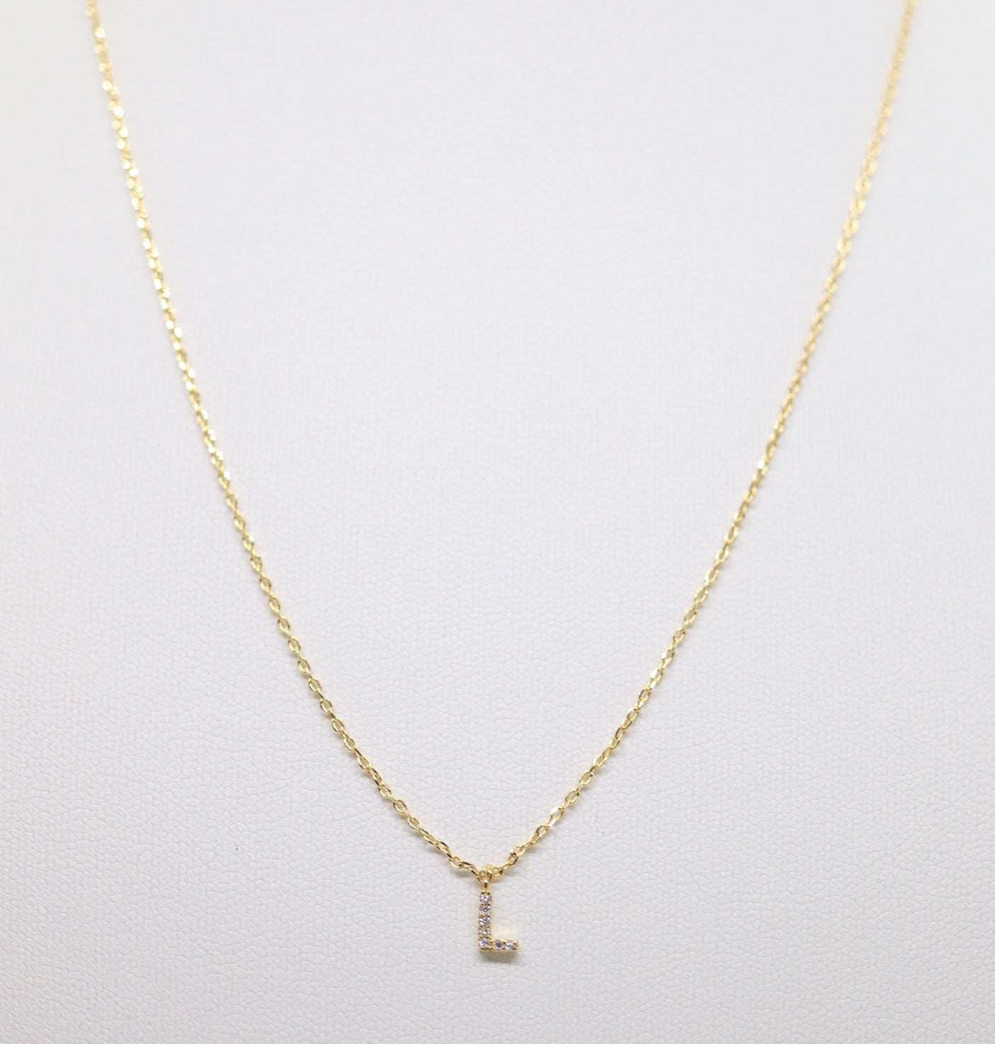 Gold Mini Pave Initial Necklace (L)