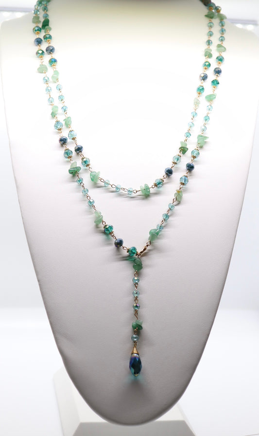 Green Faceted Bead Necklace Set