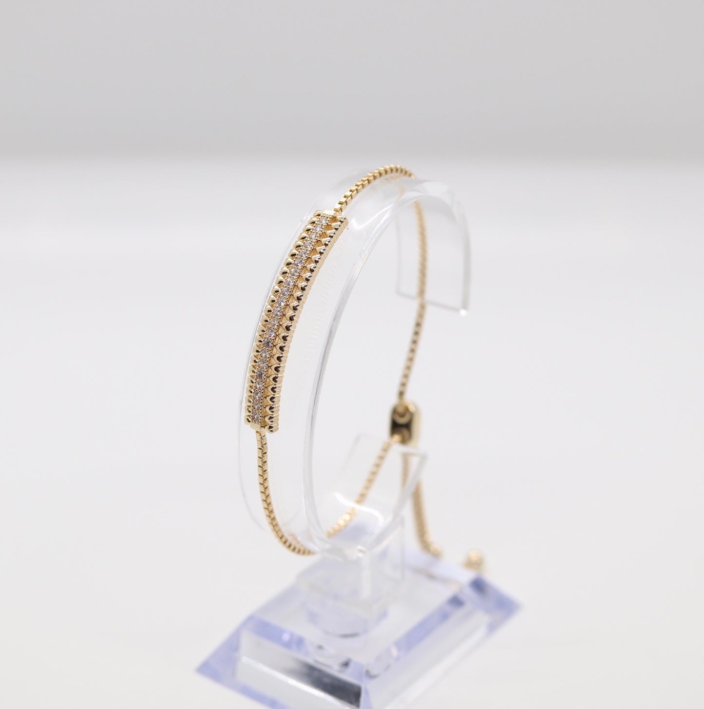 CV Paved Station Adjustable Gold Bracelet