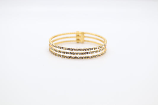 Gold Triple Strand Slinky Cuff Bracelet