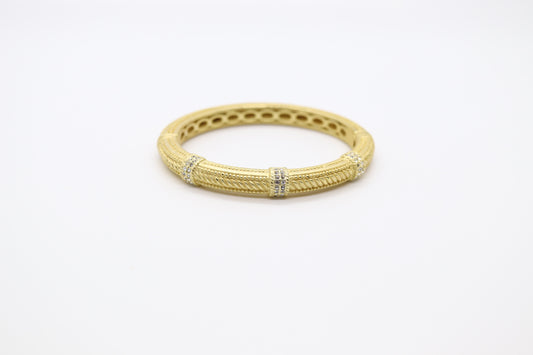 Gold Hinged Bracelet With CZ Stations