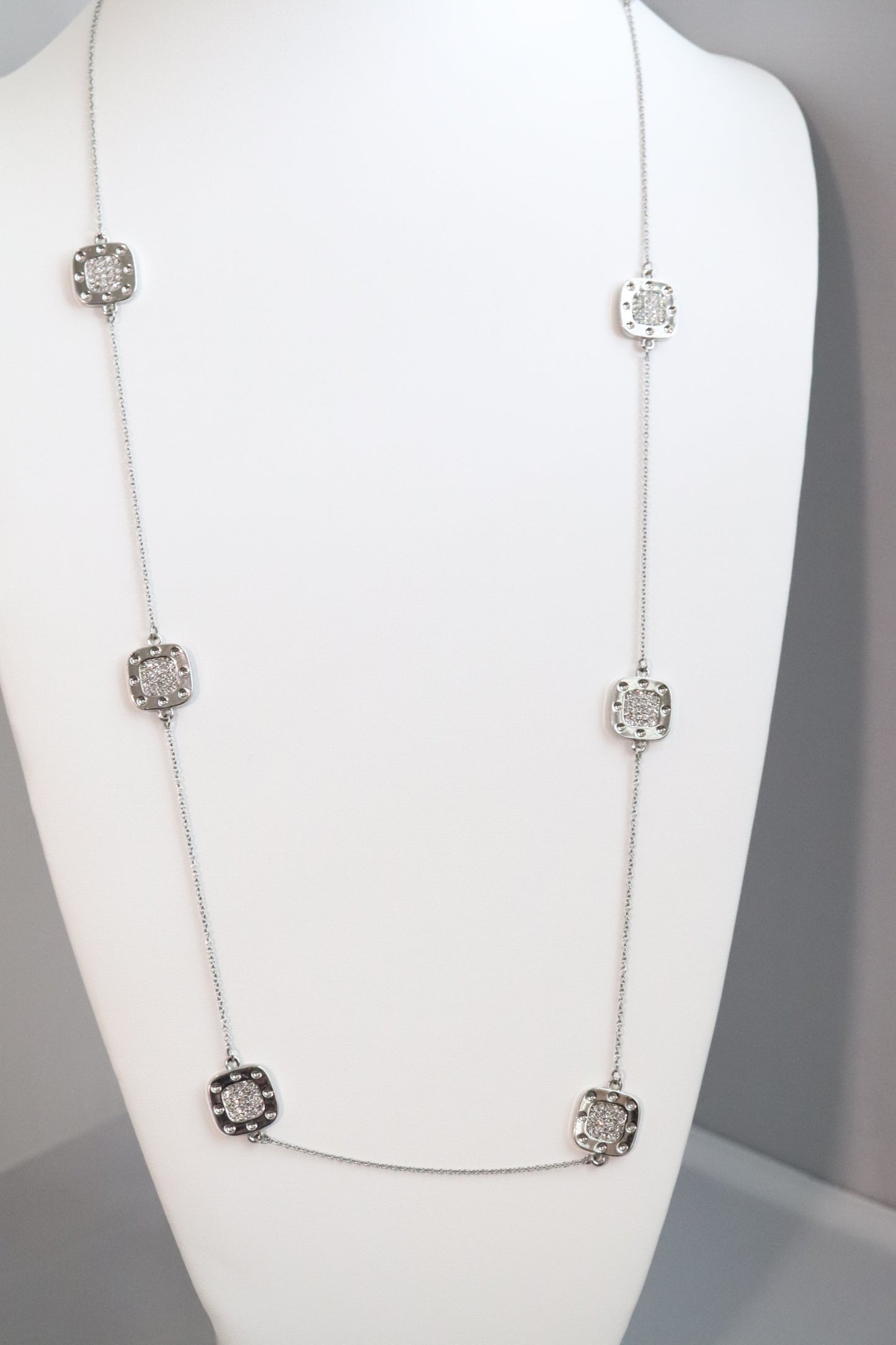 Beautiful Silver Necklace with scattered CZ clusters