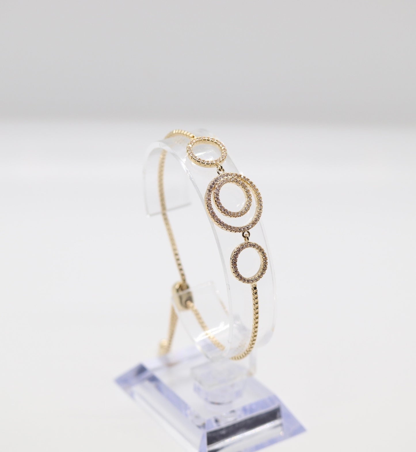 Gold CZ Circles Toggle Bracelet