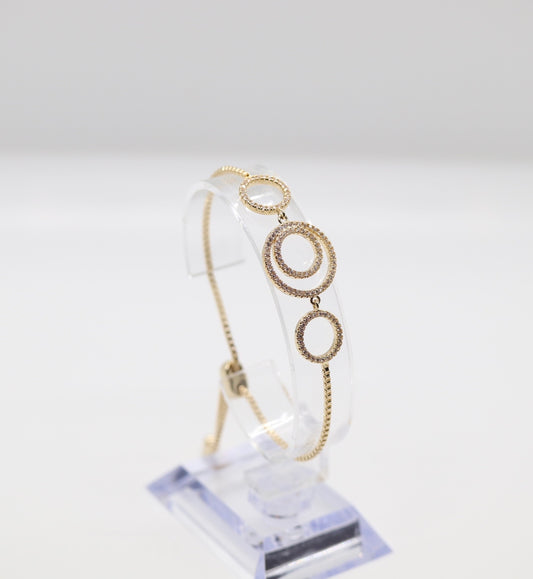 Gold CZ Circles Toggle Bracelet