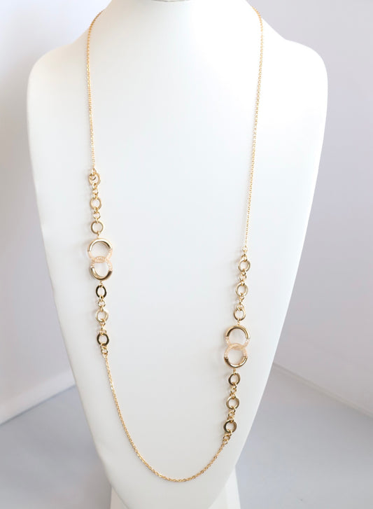 Gold Necklace with Multiple Gold Round Stations