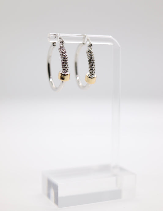 Two Tone DY Hoop Cable Earrings