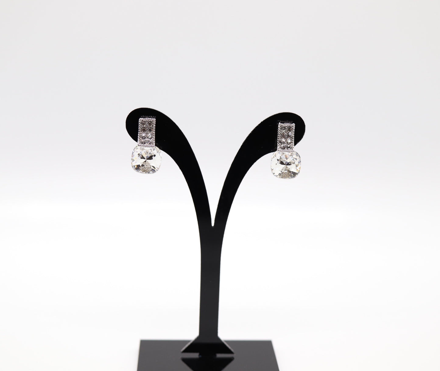 Beautiful Silver Drop CZ Earrings