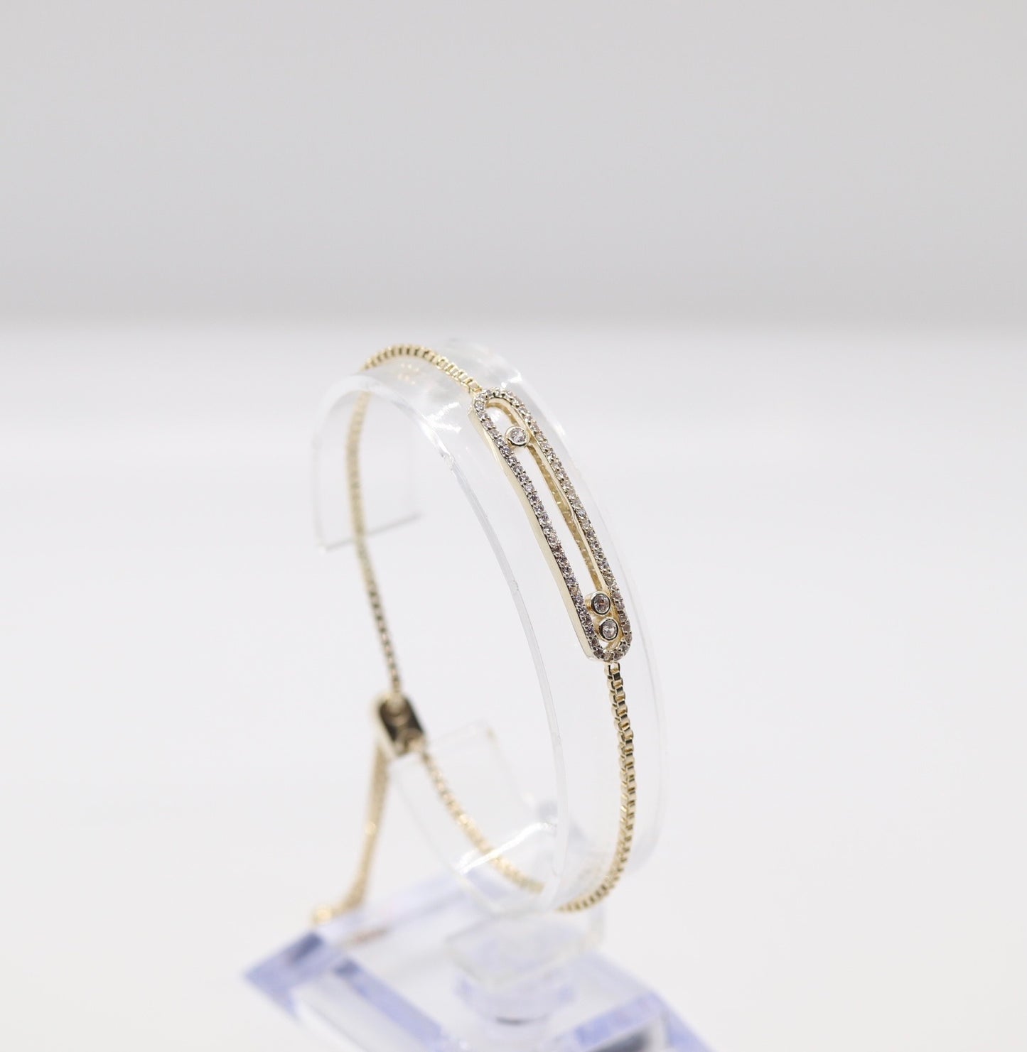 Gold Rope Bracelet with Floating CZ's