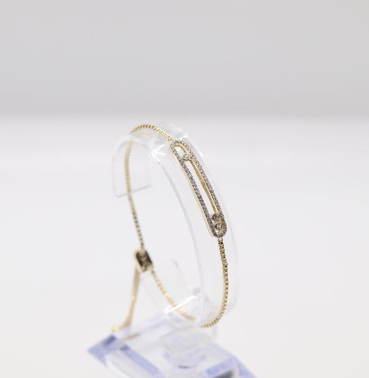 Gold Rope Bracelet with Floating CZ's