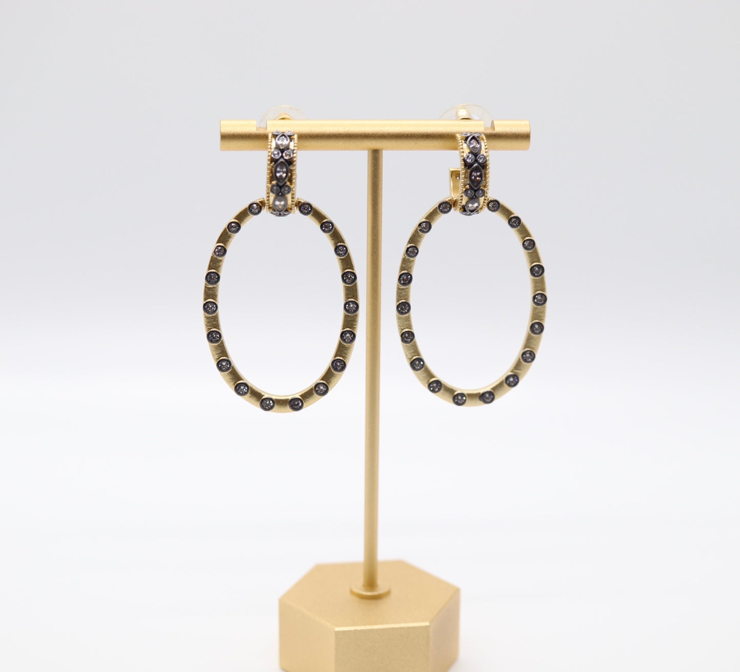 Beautiful Gold and Black Hoop Earrings