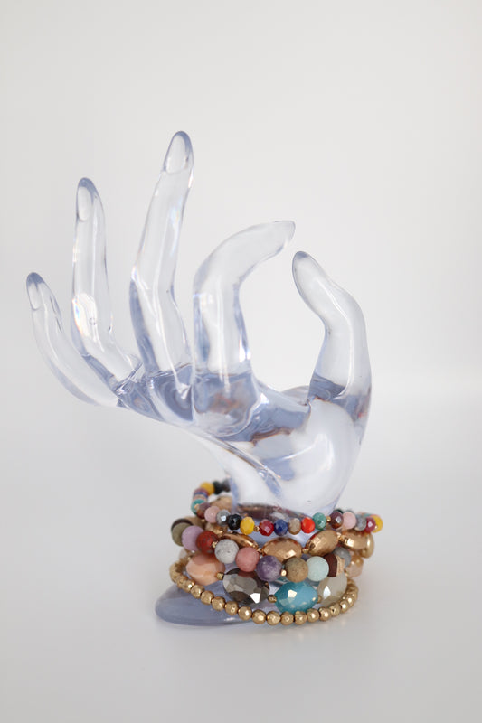 Gold Multiple 5 Piece Mixed Bead Bracelet