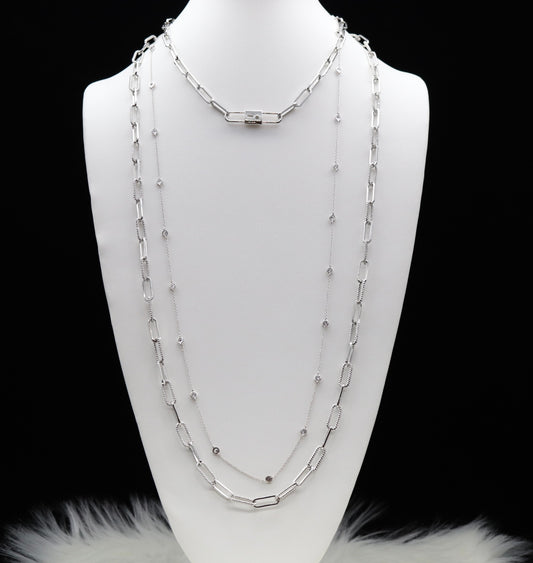Long Silver Paperclip Necklace