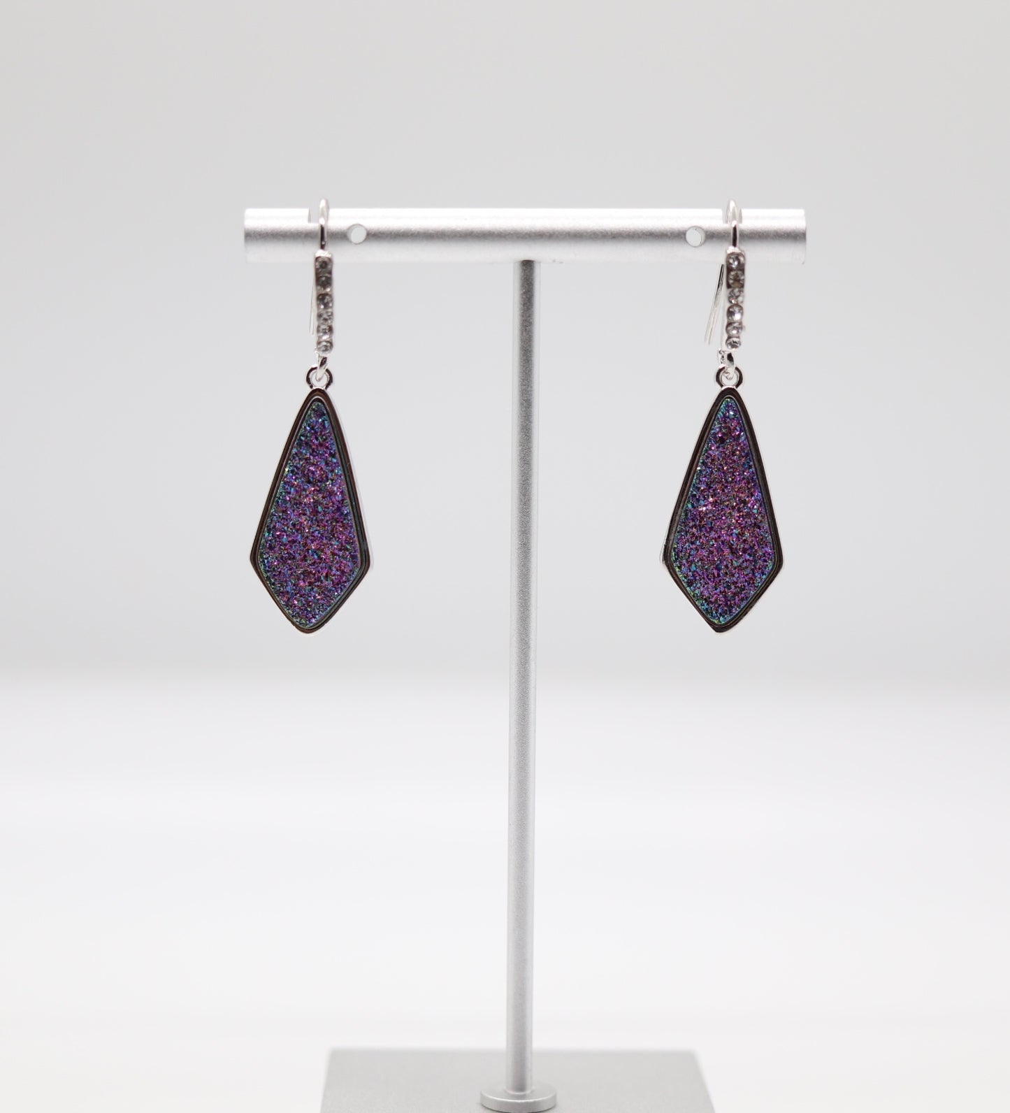 Beautiful Amethyst Paved Tear Drop CZ Earrings