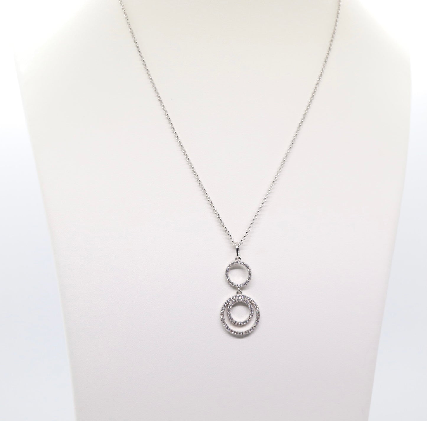 Silver Double Circle CZ Neckace