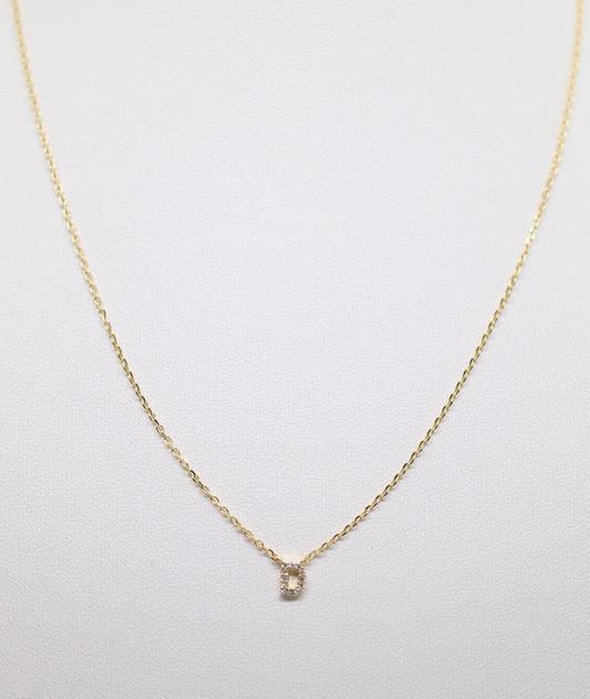 Gold Mini Pave Initial Necklace (D)