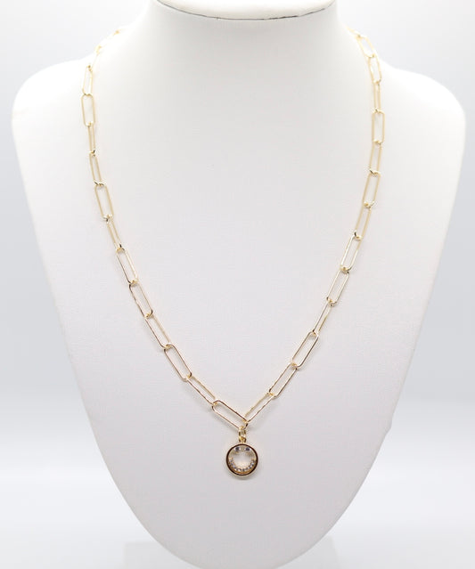 Gold 4.2mm Paperclip Chain with a Happy Face Pendant - 18 inches